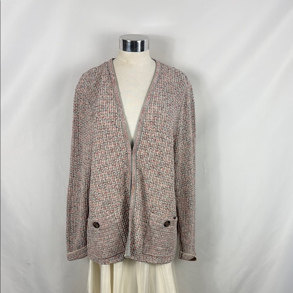 J Jill Pink Tweed Knit Jacket - Picture 2 of 6